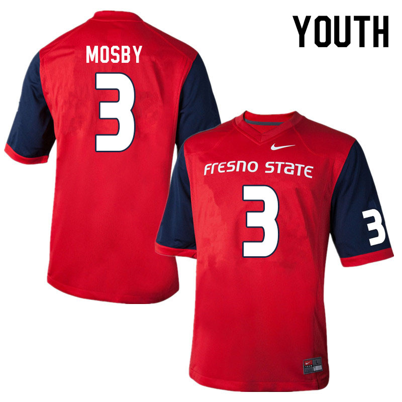 Youth #3 Arron Mosby Fresno State Bulldogs College Football Jerseys Sale-Red - Click Image to Close